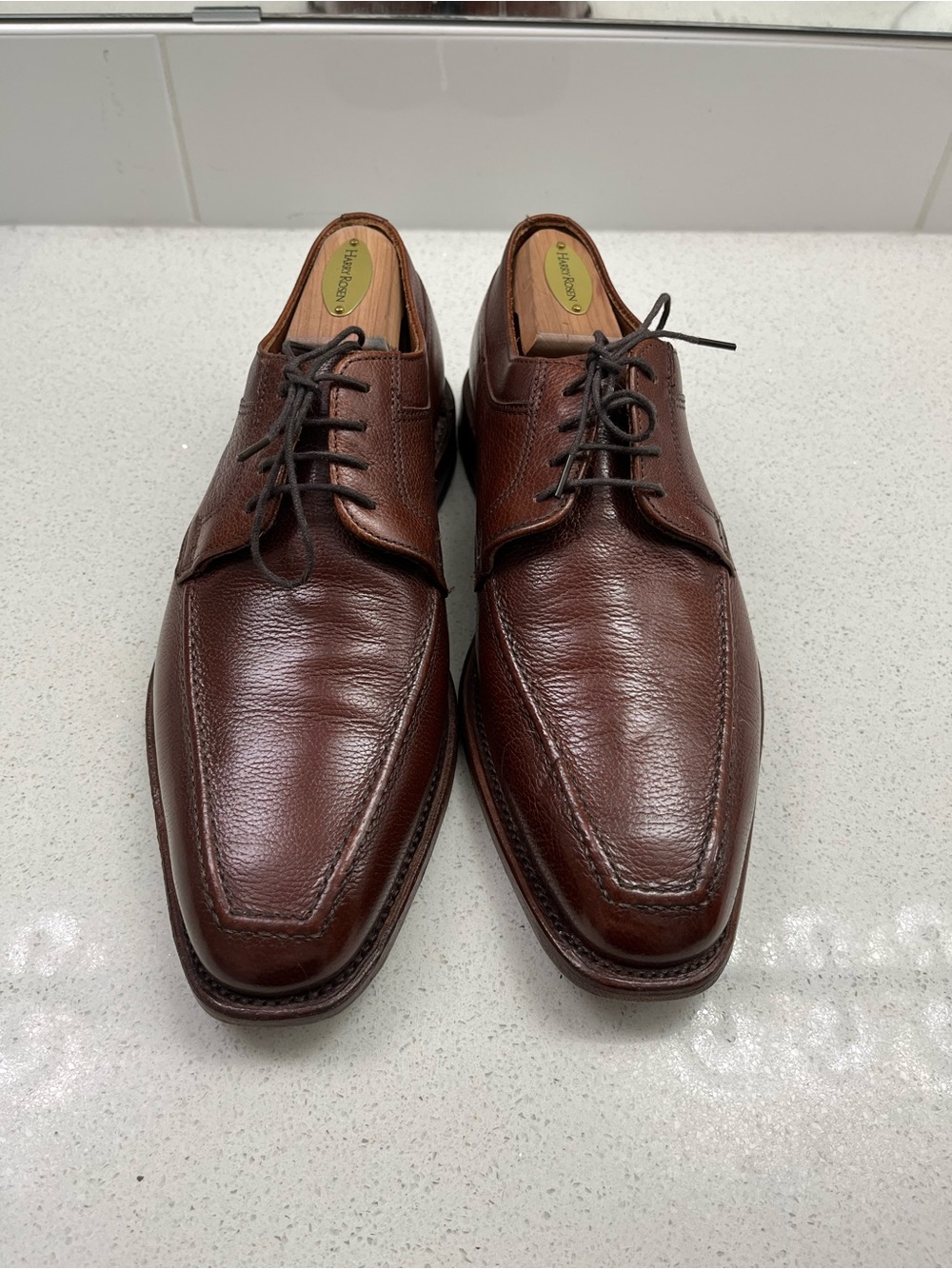 Allen Edmonds "Jackson" Brown Pebbled Leather Derby Shoes VGUC